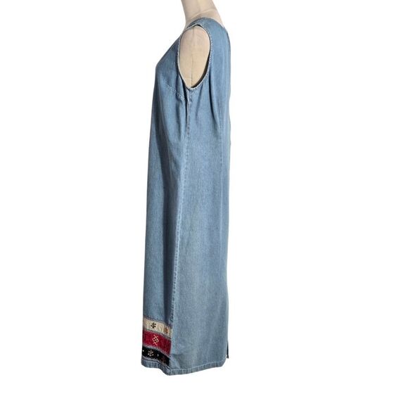 Country Wear Vintage Denim Patched Sleeveless Maxi Dress - Picture 4 of 8